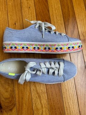 Keds: Triple Kick Raffia Jute Geo Aztec Platform